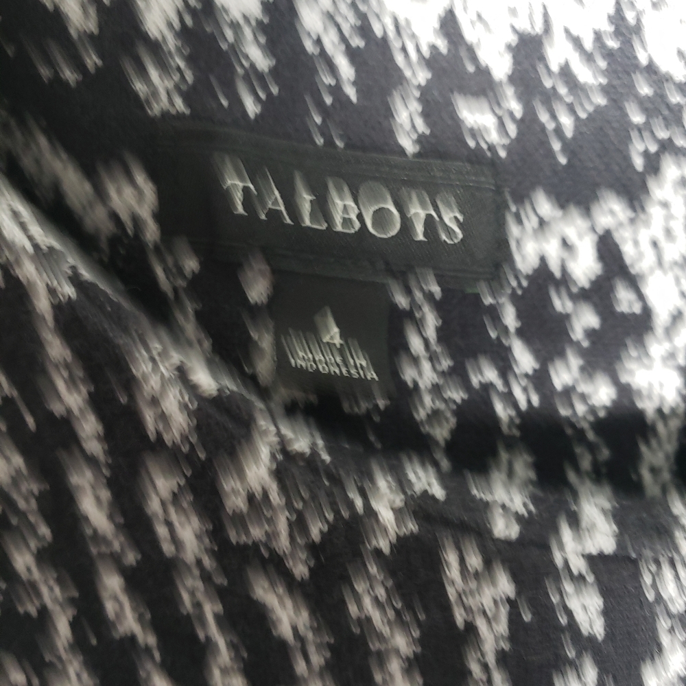 Talbots Womens Dress Black Sheath Workwear Houndstooth Cotton Blend Knit - Picture 5 of 8